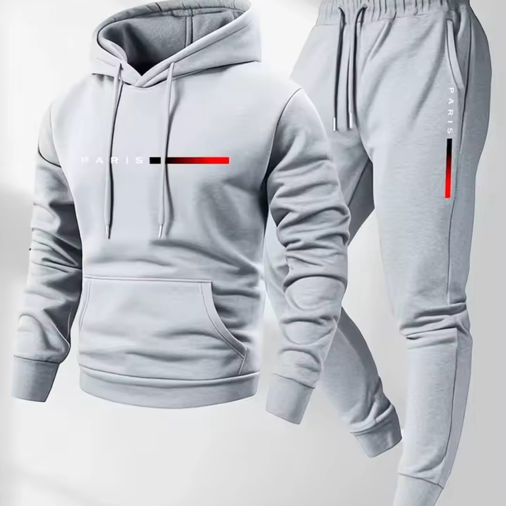 Aris Men's Gray Jogger Pants with Red Accent